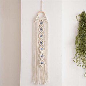 Boho Handmade Evil Eye Macrame Wall Hanging Dreamcatcher, 27.56” x 5.51” Cotton
